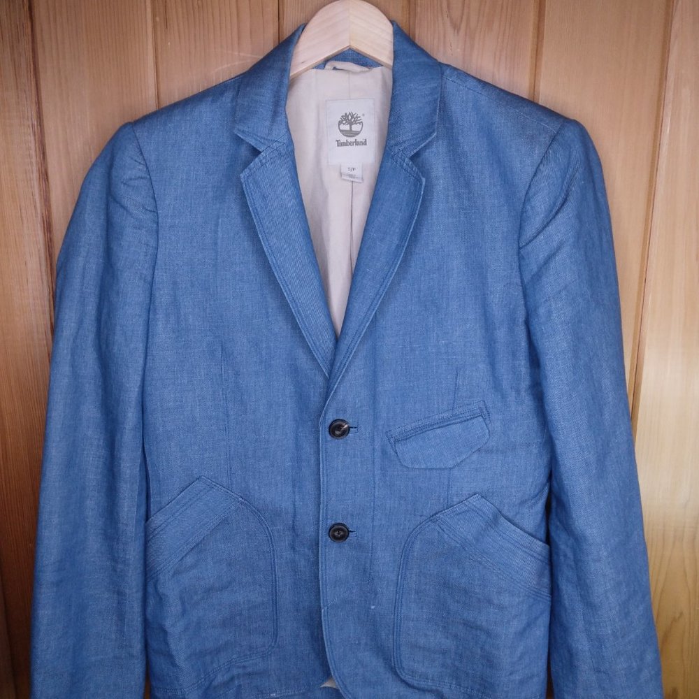 TIMBERLAND Men's Light Blue Japanese Denim Blazer S